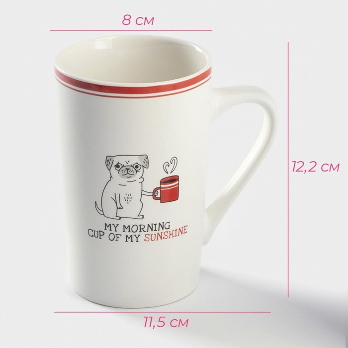 Кружка фарфоровая Доляна &laquo;Понедельник&raquo;, 380 мл, цвет белый