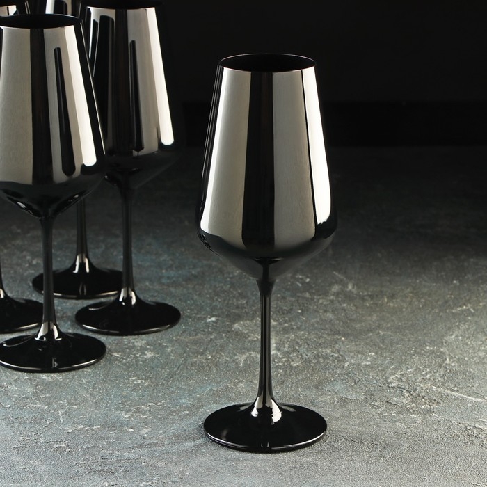 Набор бокалов для вина Bohemia Crystal &laquo;Сандра&raquo;, 450 мл, 6 шт, цвет чёрный