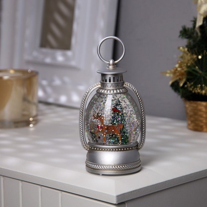 Светодиодная фигура &laquo;Олень и ёлка&raquo; 7 &times; 12.5 &times; 6.5 см, пластик, батарейки АААх2 (не в комплекте), свечение тёплое белое