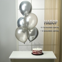 Свечи для торта 6 шт. серпантин + 5 воздушных шаров, серебро Свечи для торта 6 шт. серпантин + 5 воздушных шаров, серебро