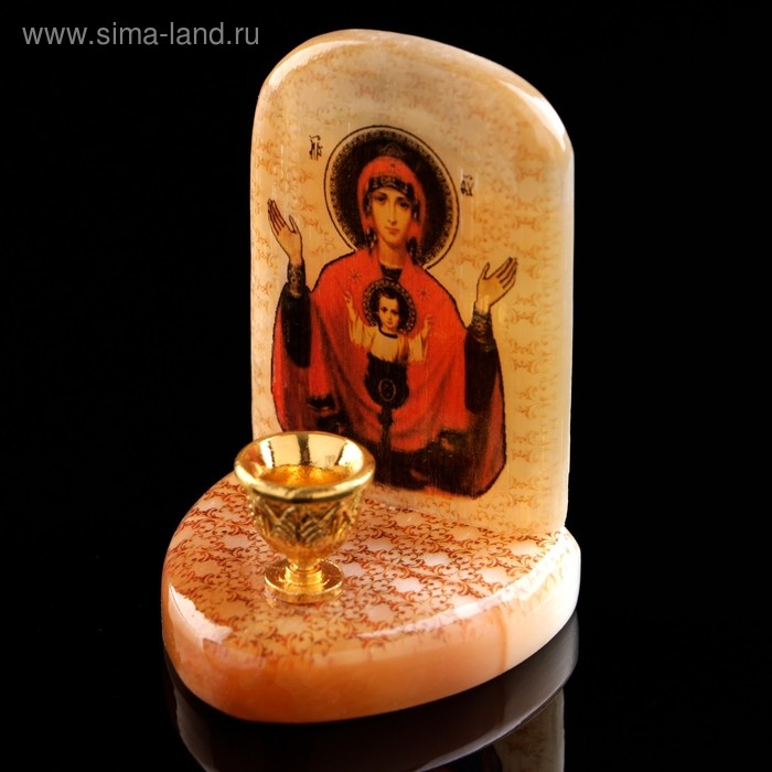 Икона &laquo;Неупиваемая чаша&raquo;, с подсвечником, селенит