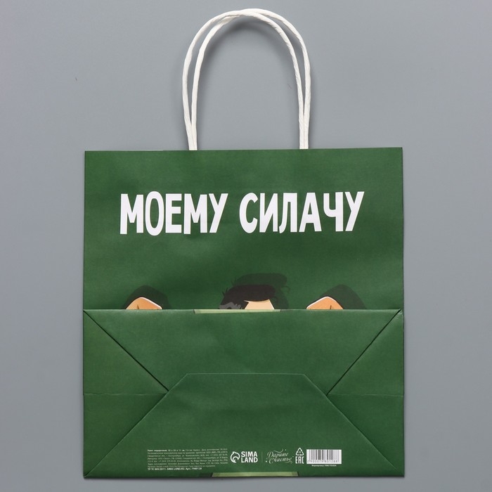 Пакет подарочный, упаковка, &laquo;Моему Силачу&raquo;, 22 х 22 х 11 см