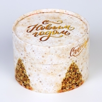 Новый год. Коробка подарочная новогодняя для макарун тубус без окна "Ёлочка", 12 х 8 см.