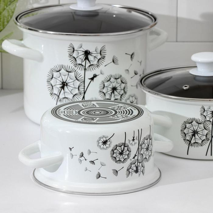 Набор кастрюль &laquo;Адажио-5-1 Люкс&raquo;, 3 предмета: 1,9 л, 2,5 л, 5 л, крышки, индукция