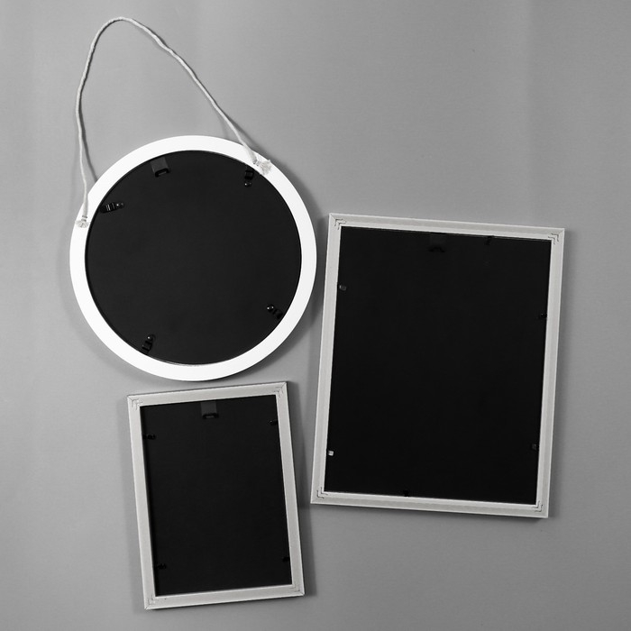 Фоторамка пластик на 7 фото+надпись+полочка Фоторамка пластик на 7 фото+надпись+полочка "Family. Птицы" зелёно-белые набор 86х186 см