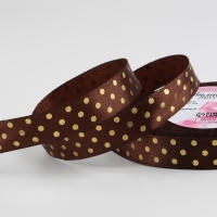 Лента атласная с тиснением «Горох», 15 мм × 23 ± 1 м, цвет коричневый №32 Лента атласная с тиснением «Горох», 15 мм × 23 ± 1 м, цвет коричневый №32