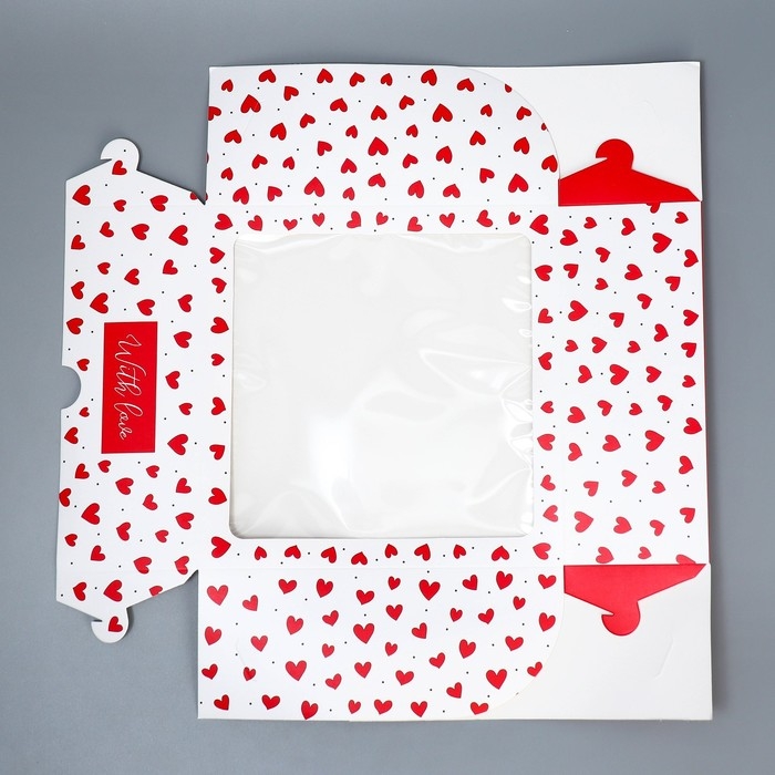 Коробка для капкейков и бенто-торта, кондитерская упаковка &laquo;Сердечки&raquo;, 25 х 25 х 10 см