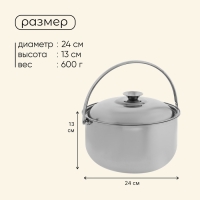Котелок походный Maclay, 24 см, с крышкой, нержавеющая сталь Котелок походный Maclay, 24 см, с крышкой, нержавеющая сталь