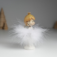 Сувенир полистоун "Ангелочек в белом пуховом платье с короткими волосами" МИКС 6х6х11 см
