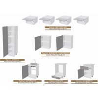 Кухня трехуровневая под потолок 2400 Престиж, Белый глянец/Мрамор глянец