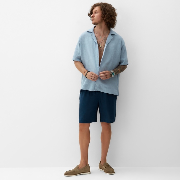 Рубашка мужская с коротким рукавом MIST р.52, голубой Рубашка мужская с коротким рукавом MIST р.52, голубой