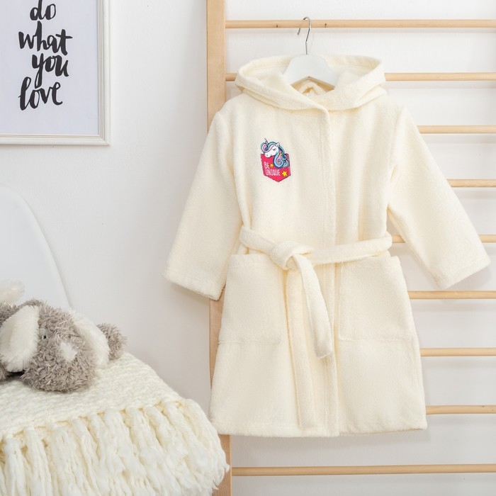 Халат махровый детский Халат махровый детский "Единорог", р-р 30, цв.молочный 340 г/м2 хл.100% с AIRO