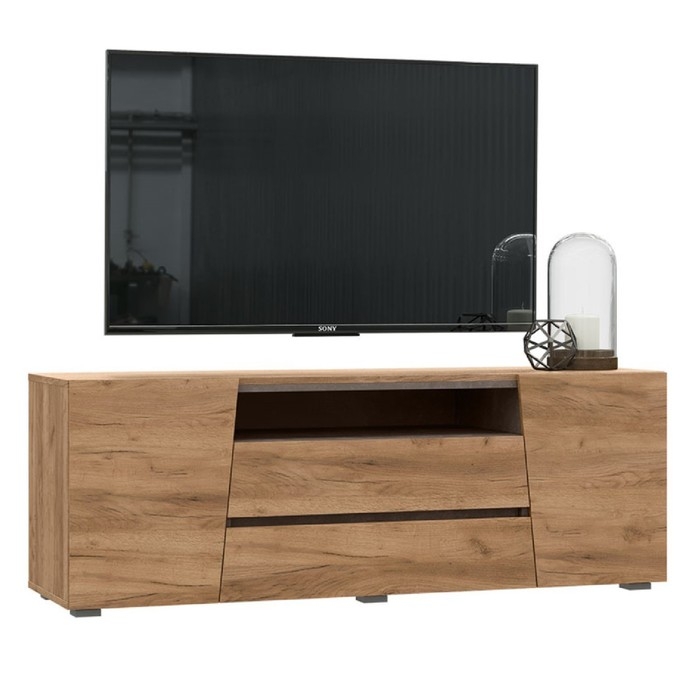 Тумба под ТВ Соренто, 1402х414х504, цвет дуб крафт / бетон тёмный Тумба под ТВ Соренто, 1402х414х504, цвет дуб крафт / бетон тёмный