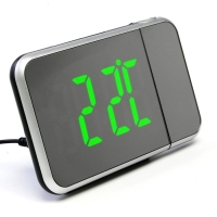 Часы электронные настольные, будильник с проекцией, календарем, USB, зеленая индикация