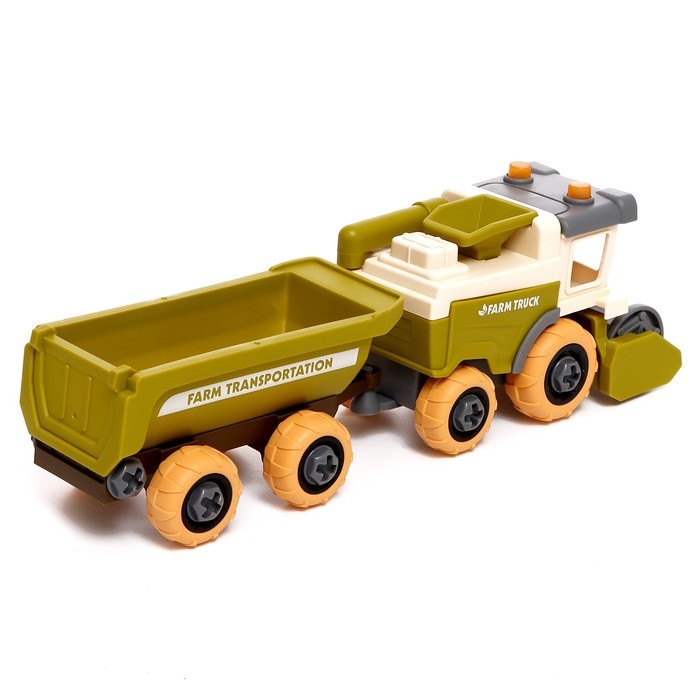 Конструктор винтовой &laquo;Комбайн с прицепом&raquo;, с отвёрткой