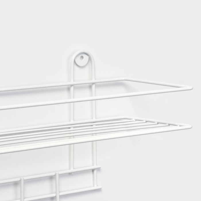 Полка для ванной прямая, 4 крючка, 33&times;12,5&times;4,5 см, цвет белый