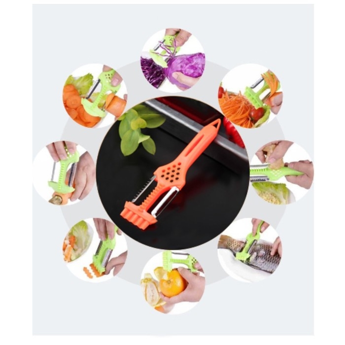 Овощерезка - рыбочистка фигурная 2 в 1 с тёркой Доляна, 21,5&times;6 см, цвет оранжевый