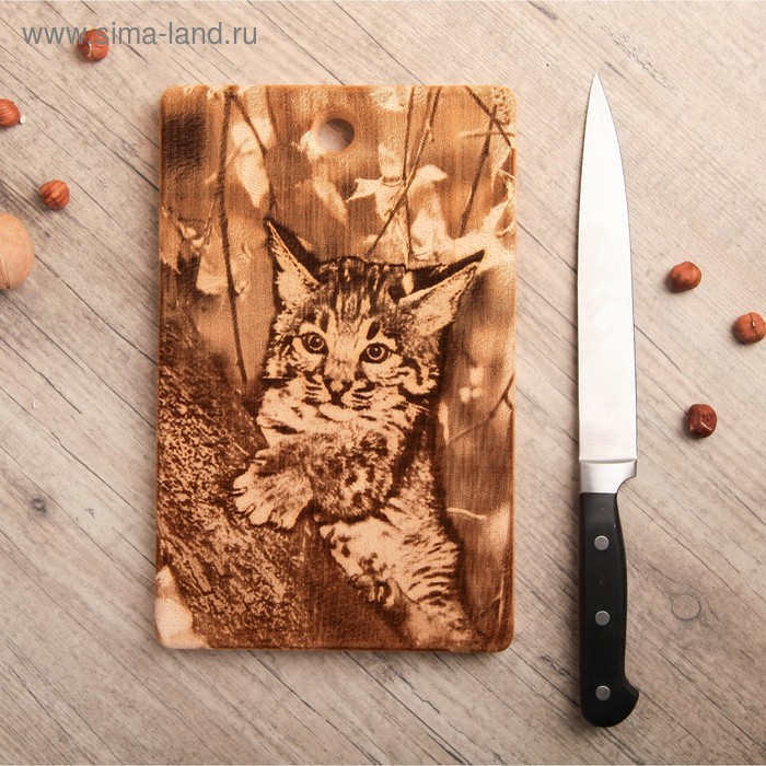 Доска из массива кедра &laquo;Рысёнок&raquo;, прямоугольная, 18 &times; 28 см