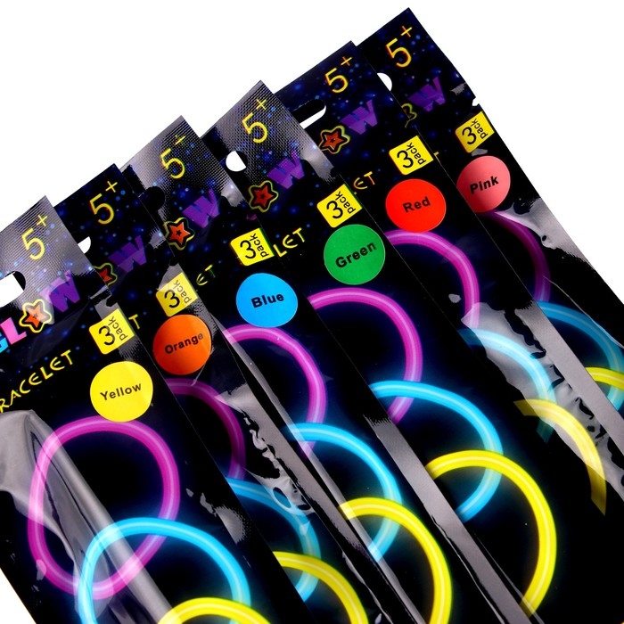 Неоновая палочка «Браслет», набор 3 шт., цвета МИКС Неоновая палочка «Браслет», набор 3 шт., цвета МИКС