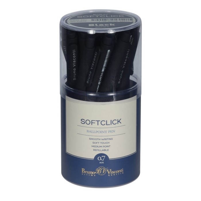 Ручка шариковая автоматическая, 0,7 мм, BrunoVisconti SoftClick Black, стержень синий, корпус soft touch