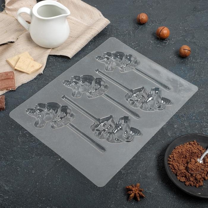 Форма для шоколада и конфет &laquo;Единорог&raquo;, 5 ячеек, 24&times;18,5&times;1 см, цвет прозрачный