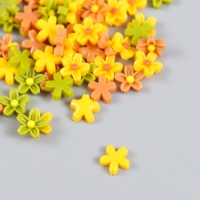 Декор для творчества пластик "Незабудки зелень, жёлтые, беж" набор 70 шт 0,8х0,8 см