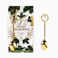 Ложка чайная с подвесом новогодняя &laquo;Теплых праздников&raquo; на Новый год, 11,5 х 2 см
