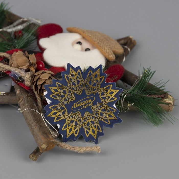 Светодиодная фигура &laquo;Звезда с Дедом Морозом&raquo; 19 см, пластик, батарейки CR2032х2 (в комплекте), свечение тёплое белое