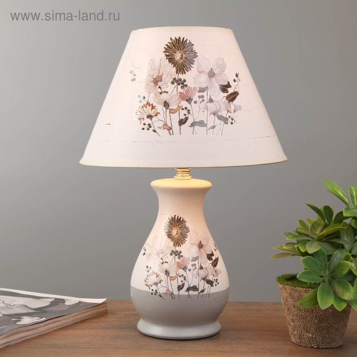 Лампа настольная "Цветочное ассорти" 1xE14 40вт белый-серый 25х25х36 см RISALUX