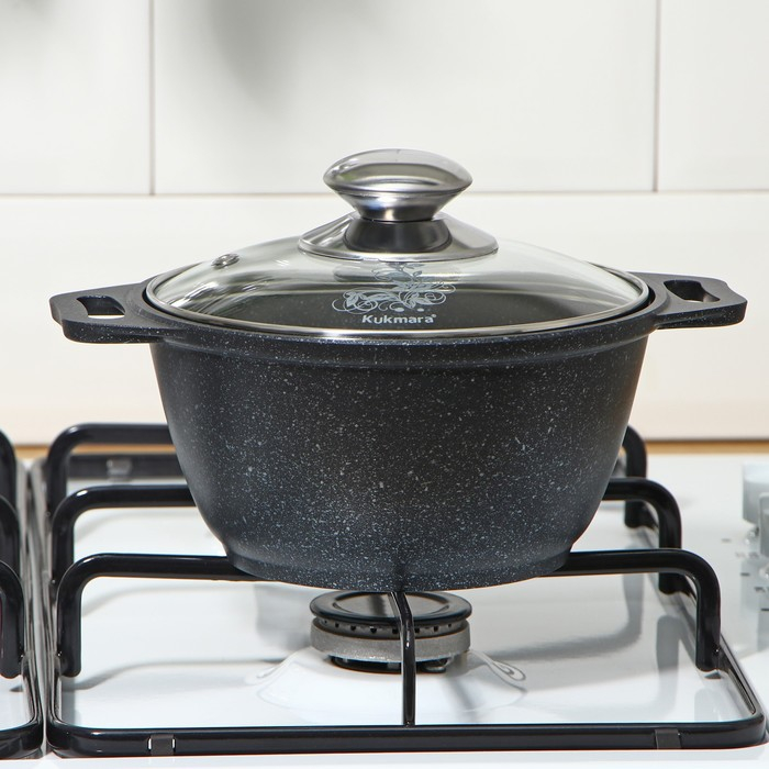 Кастрюля, 1 л, d=18 см, h=13.5 см, стеклянная крышка, антипригарное покрытие, цвет тёмный мрамор Кастрюля, 1 л, d=18 см, h=13.5 см, стеклянная крышка, антипригарное покрытие, цвет тёмный мрамор