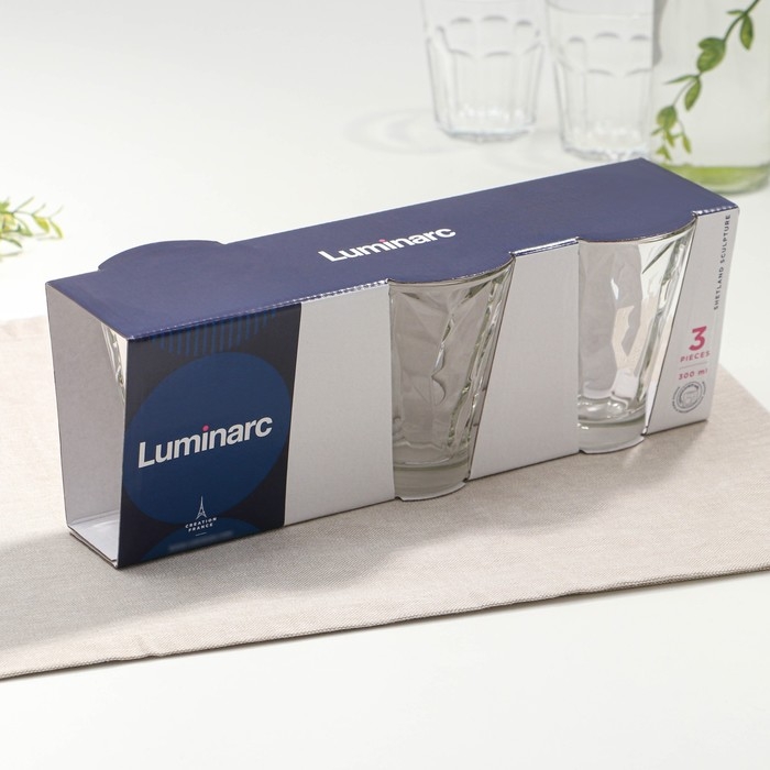 Набор низких стеклянных стаканов &laquo;Шетланд Скульптура&raquo;, 300 мл, 3 шт