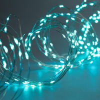 Гирлянда &laquo;Занавес&raquo; 2.8 &times; 3 м роса на крючках, с пультом, IP20, серебристая нить, 300 LED, свечение аквамарин, 8 режимов, USB