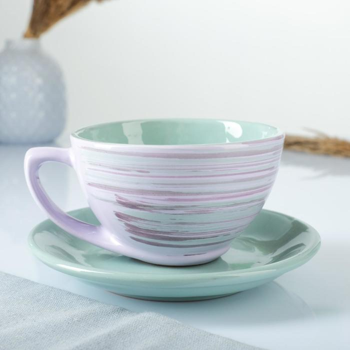 Чайная пара "Элегант" 0,25л / 11х6,5см + блюдце 15см, лаванда