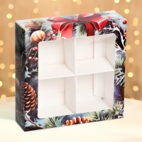 Новый год. Коробка под 4 конфеты "Время чудес", 12,6 х 12,6 х 3,6 , кондитерская упаковка Новый год. Коробка под 4 конфеты "Время чудес", 12,6 х 12,6 х 3,6 , кондитерская упаковка