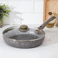 Сковорода Onyx, d=28 см, съёмная ручка, стеклянная крышка, антипригарное покрытие, цвет серый Сковорода Onyx, d=28 см, съёмная ручка, стеклянная крышка, антипригарное покрытие, цвет серый