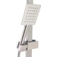Набор для душа ZEIN S1001, квадратный, стойка, держатель, нержавеющая сталь, сатин Набор для душа ZEIN S1001, квадратный, стойка, держатель, нержавеющая сталь, сатин