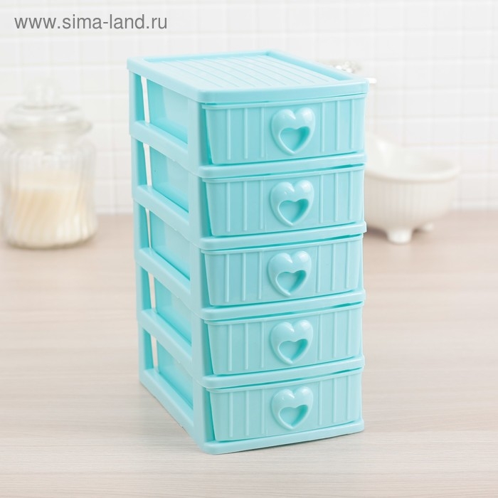 Мини - комод для мелочей 5 секций &laquo;Забота&raquo;, 13&times;9&times;18,5 см, цвет МИКС