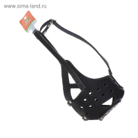 Намордник кожаный цельнокроенный, длина по носу 6,5 см, ОМ 35 см, ротвейлер, чёрный Намордник кожаный цельнокроенный, длина по носу 6,5 см, ОМ 35 см, ротвейлер, чёрный