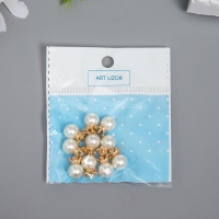 Декор для творчества пластик "Жемчужина с короной и петелькой" набор 10 шт d=1 см Декор для творчества пластик "Жемчужина с короной и петелькой" набор 10 шт d=1 см