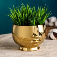 Кашпо "Дыхание" золотое, 12х12х10см Кашпо "Дыхание" золотое, 12х12х10см