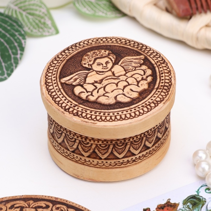 Шкатулка малая Шкатулка малая "Ангелочек", d=6.5 см, h= 4 см
