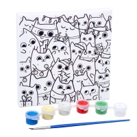 Картина по номерам на новый год на холсте с подрамником «Новогодние котики», 15 х 15 см Картина по номерам на новый год на холсте с подрамником «Новогодние котики», 15 х 15 см