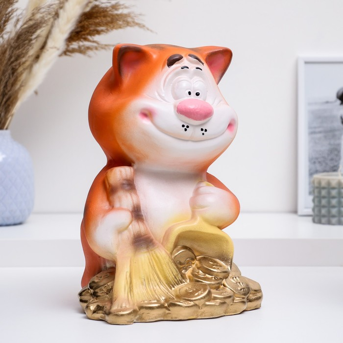 Копилка Копилка "Кот с метлой" рыжий, 24х20х28см