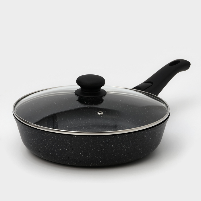 Сковорода Доляна «Элит», d=28 см, пластиковая ручка, стеклянная крышка, антипригарное покрытие Сковорода Доляна «Элит», d=28 см, пластиковая ручка, стеклянная крышка, антипригарное покрытие