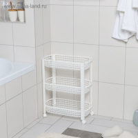 Этажерка напольная 3-х секционная, на колёсиках, цвет белый