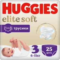 Подгузники-трусики Huggies Elite Soft 3 (6-11кг), 25 шт Подгузники-трусики Huggies Elite Soft 3 (6-11кг), 25 шт