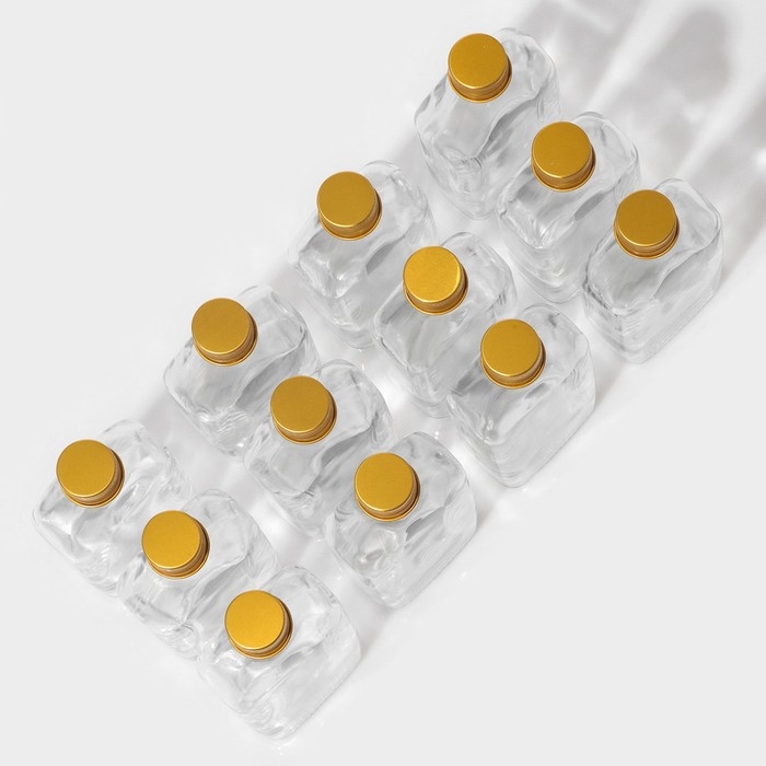 Набор стеклянных баночек для специй с металлической крышкой Доляна &laquo;Аква&raquo;, 150 мл, 6&times;3&times;14 см, 12 шт