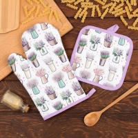 Кухонный набор Доляна &laquo;Прованс&raquo;, прихватка 17*17 см, рукавица 26*16 см,100% п/э