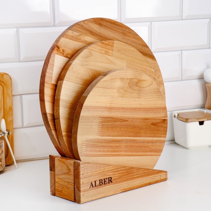 Набор досок разделочных Набор досок разделочных "Круг" в кассете D=35х1,8;30х1,8;25х1,8 см