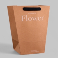 Пакет-переноска трапеция, "Цветы", крафт, 25х16х30см 250гр. Пакет-переноска трапеция, "Цветы", крафт, 25х16х30см 250гр.